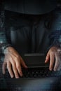 Unrecognizable hacker in front of computer Ã¢â¬â cyber crime concept Royalty Free Stock Photo